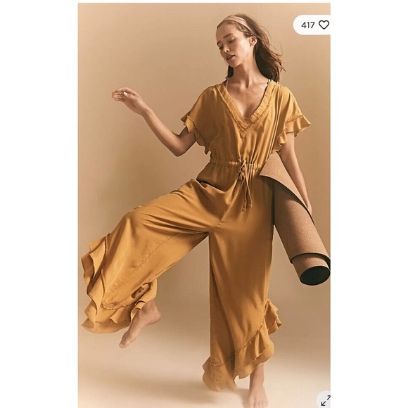 Free People Pants - Free People Movement Shelter One Piece Size XSmall Jumpsuit Ruffle Gold